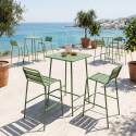 Mesa alta de jardín bistro cuadrada de metal 70x70 cm y 2 sillas altas