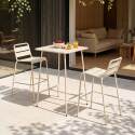 Mesa alta de jardín bistro cuadrada de metal 70x70 cm y 2 sillas altas