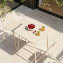 Mesa alta de jardín bistro cuadrada de metal 70x70 cm y 2 sillas altas