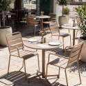 Mesa de jardín bistro redonda inclinable de metal con pie emprotado 70x70 cm y 2 sillas con reposabrazos