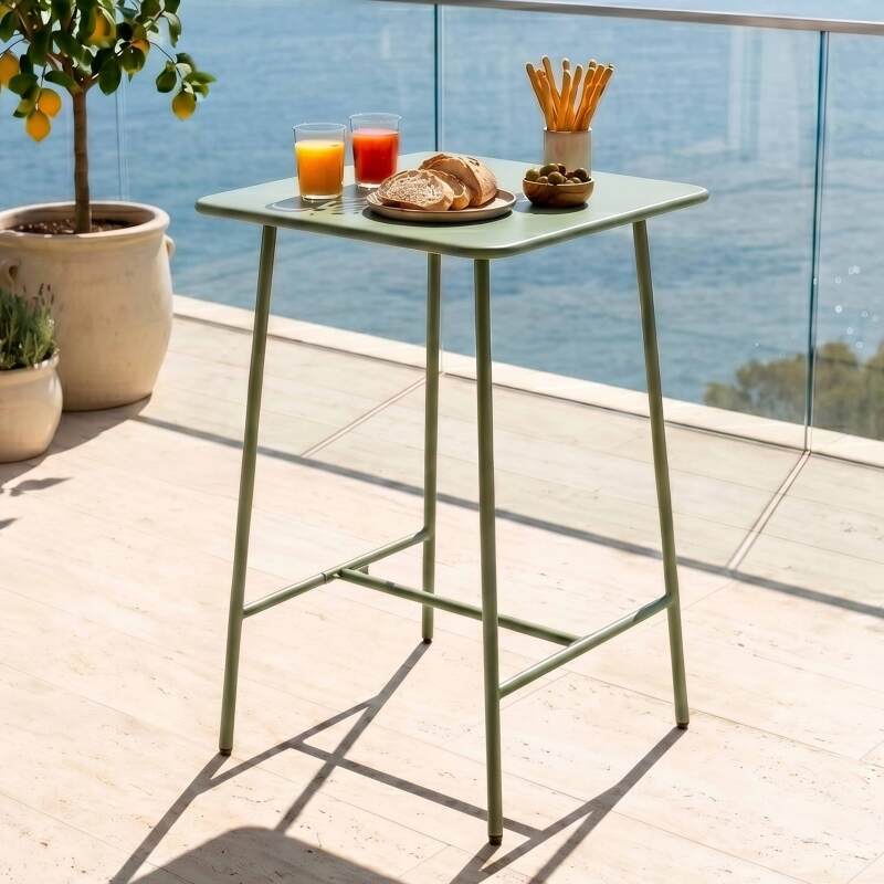 Mesa alta de exterior de metal 70x70x105 cm (3/6)