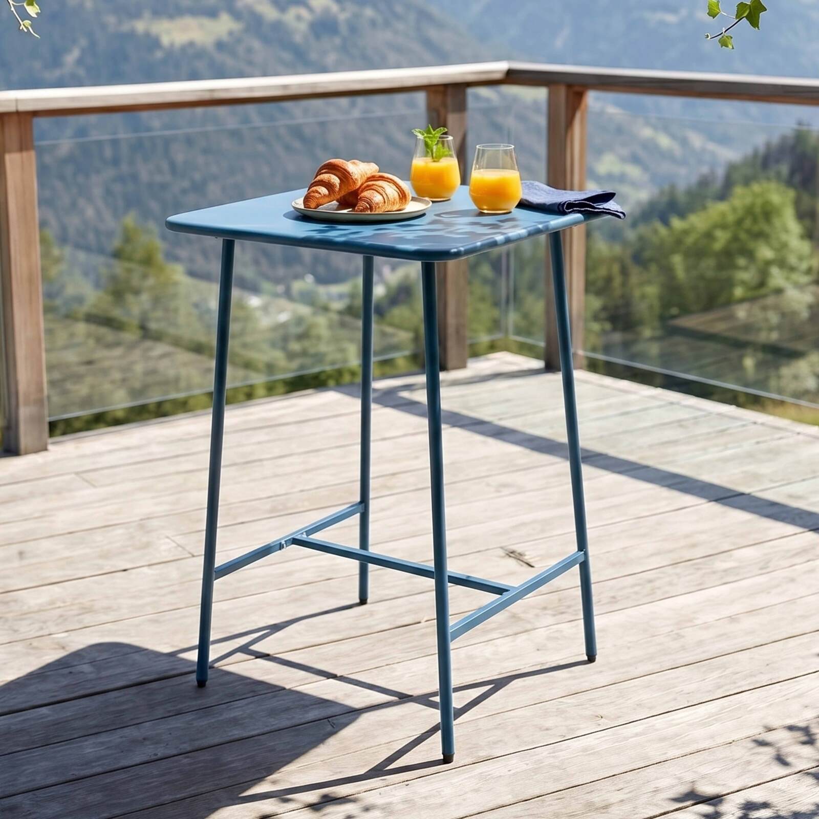 Mesa alta de exterior de metal 70x70x105 cm