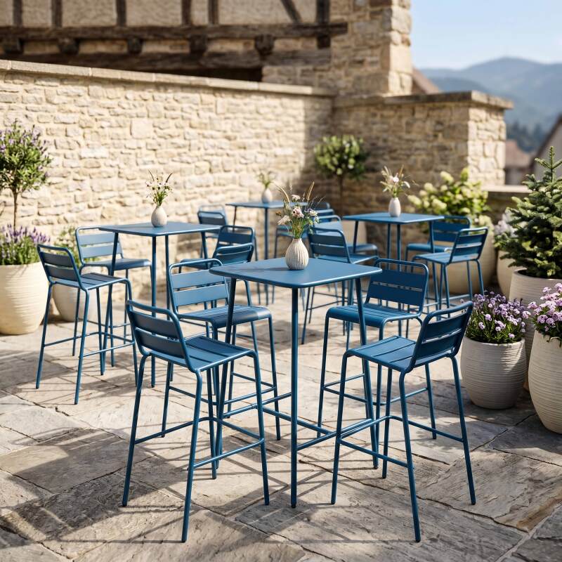 Mesa alta de exterior de metal 70x70x105 cm (5/6)