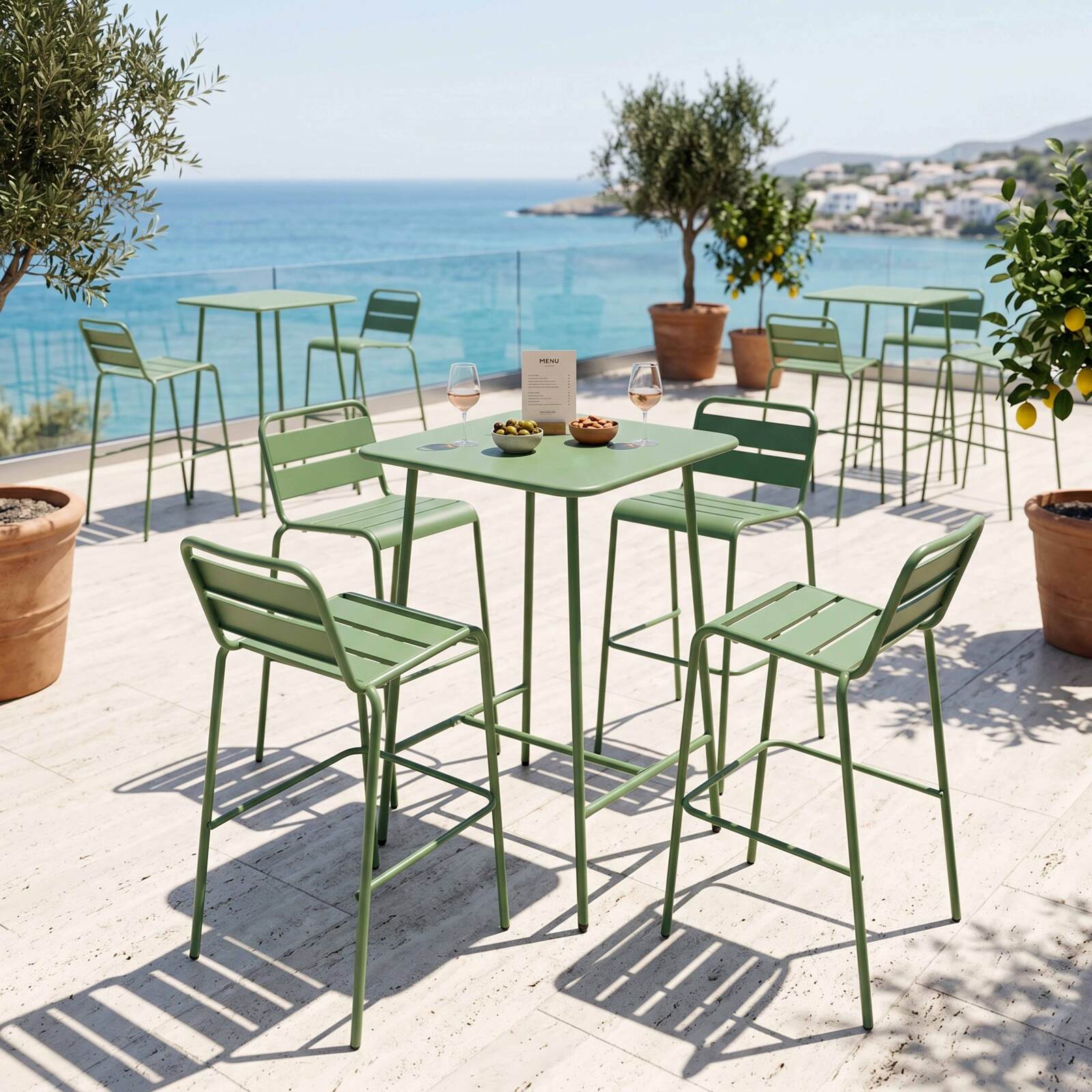 Mesa alta de exterior de metal 70x70x105 cm