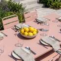 Mesa de jardín rectangular 180 x 90 cm y 8 sillas de metal apilables