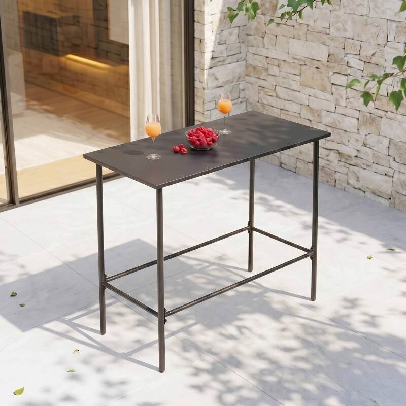 Mesa alta de exterior de metal 120x60x105 cm