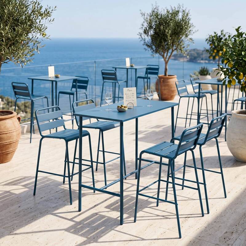 Mesa alta de exterior de metal 120x60x105 cm (3/6)