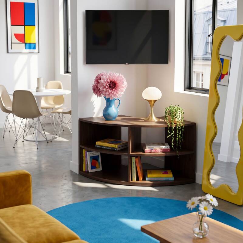 Mueble TV de efecto madera 120 cm estilo escandinavo