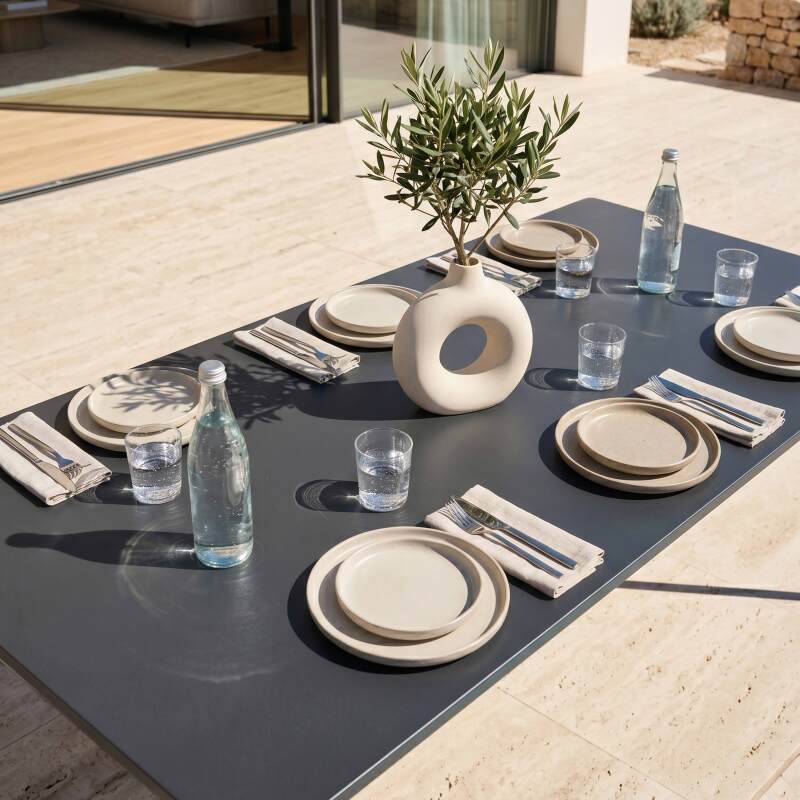 Mesa de jardín de metal 8 personas 180x90 cm (2/8)