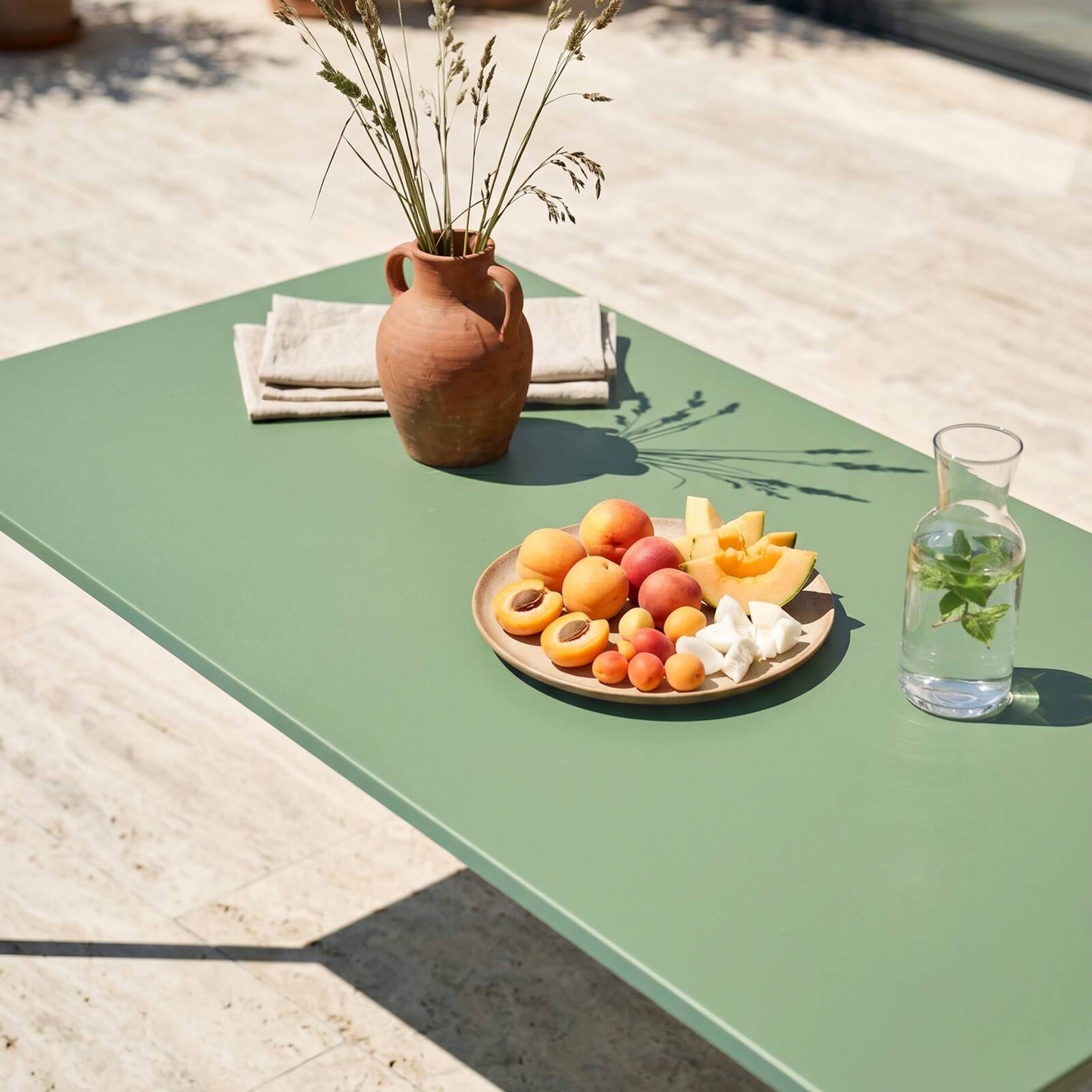Mesa de jardín de metal 8 personas 180x90 cm