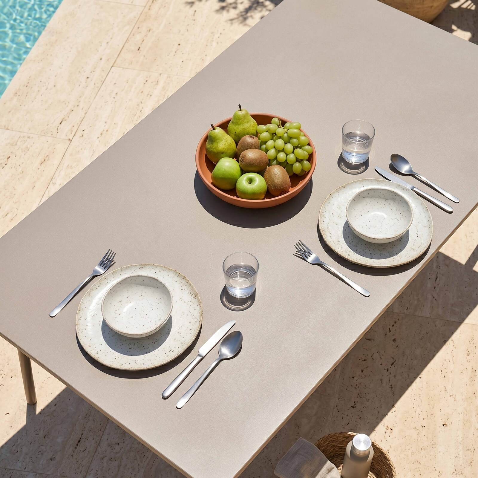 Mesa de jardín de metal 8 personas 180x90 cm