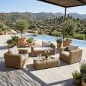 Conjunto de jardín de resina trenzada para 4 plazas con 1 sofá, 2 sillones y 1 mesa de centro