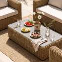 Conjunto de jardín de resina trenzada para 5 plazas con 1 sofá, 2 sillones y 1 mesa de centro