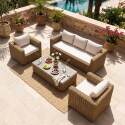 Conjunto de jardín de resina trenzada para 5 plazas con 1 sofá, 2 sillones y 1 mesa de centro