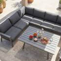 Conjunto de jardín esquinero de aluminio para 7 plazas con 1 mesa de centro