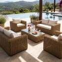 Conjunto de jardín de resina trenzada para 6 plazas con 2 sofás, 2 sillones y 1 mesa de centro