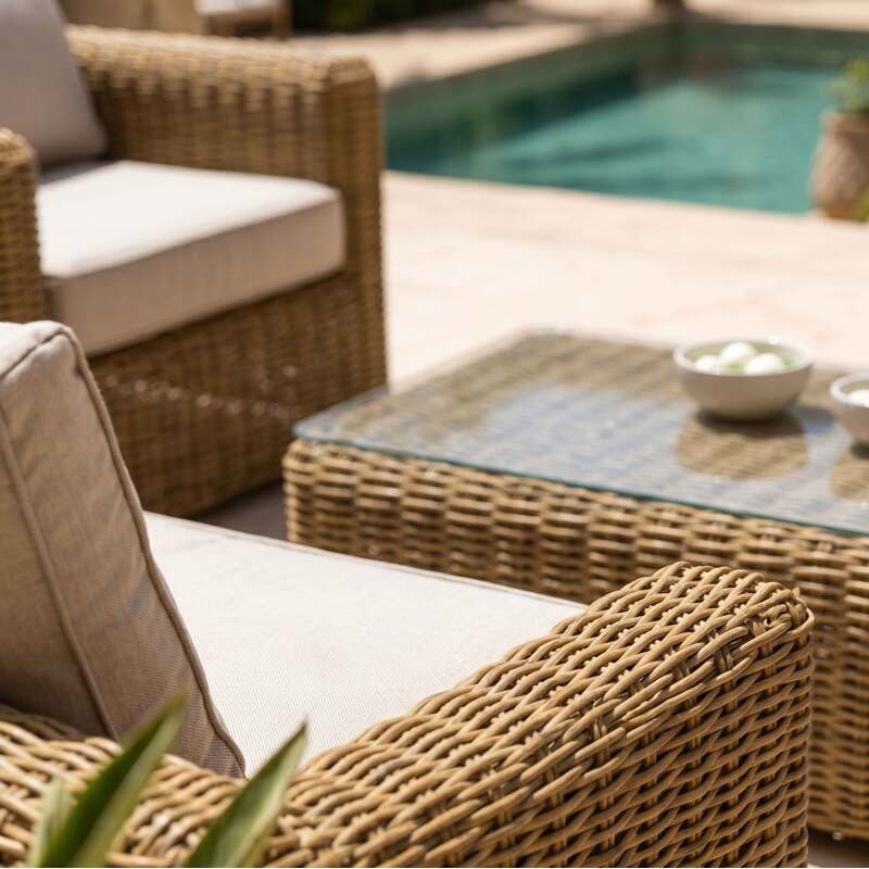 Conjunto de jardín de resina trenzada para 8 plazas con 2 sofás, 2 sillones y 1 mesa de centro (3/9)