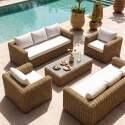 Conjunto de jardín de resina trenzada para 8 plazas con 2 sofás, 2 sillones y 1 mesa de centro