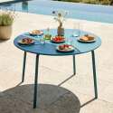 Mesa de jardín redonda de metal Ø120 cm y 6 sillas