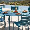 Mesa de jardín redonda de metal Ø120 cm y 6 sillas