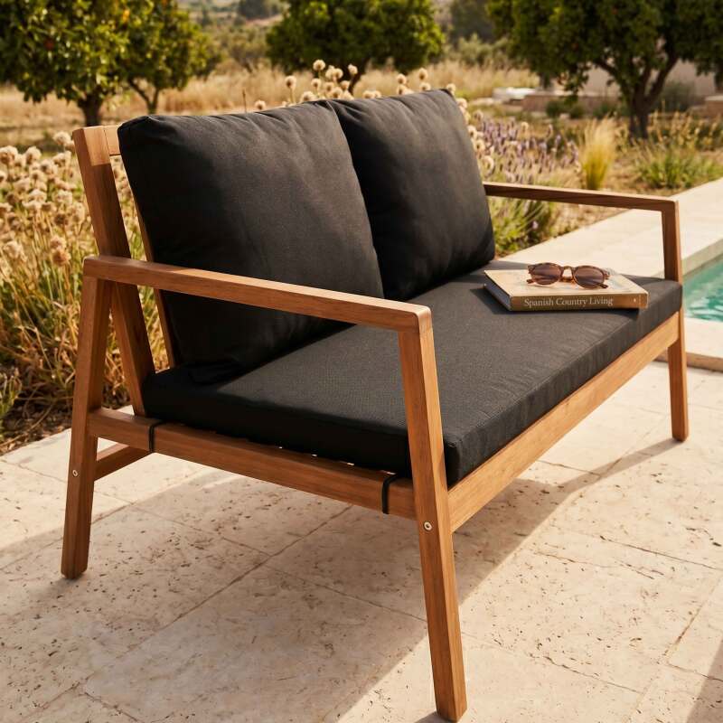 Conjunto de jardín de madera de eucalipto FSC® para 4 plazas con 1 sofá, 2 sillones y 1 mesa de centro (3/9)