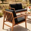 Conjunto de jardín de madera de eucalipto FSC® para 4 plazas con 1 sofá, 2 sillones y 1 mesa de centro
