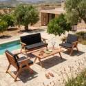 Conjunto de jardín plegable de madera de eucalipto FSC® para 4 plazas con 1 sofá, 2 sillones y 1 mesa de centro