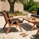 Conjunto de jardín plegable de madera de eucalipto FSC® para 4 plazas con 1 sofá, 2 sillones y 1 mesa de centro