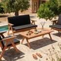 Conjunto de jardín plegable de madera de eucalipto FSC® para 4 plazas con 1 sofá, 2 sillones y 1 mesa de centro