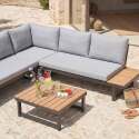 Conjunto de jardín esquinero modular de aluminio y madera certificada FSC® para 6 plazas