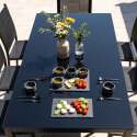 Mesa de jardín de aluminio y vidrio de seguridad 182x90 cm y 8 sillas en textilene