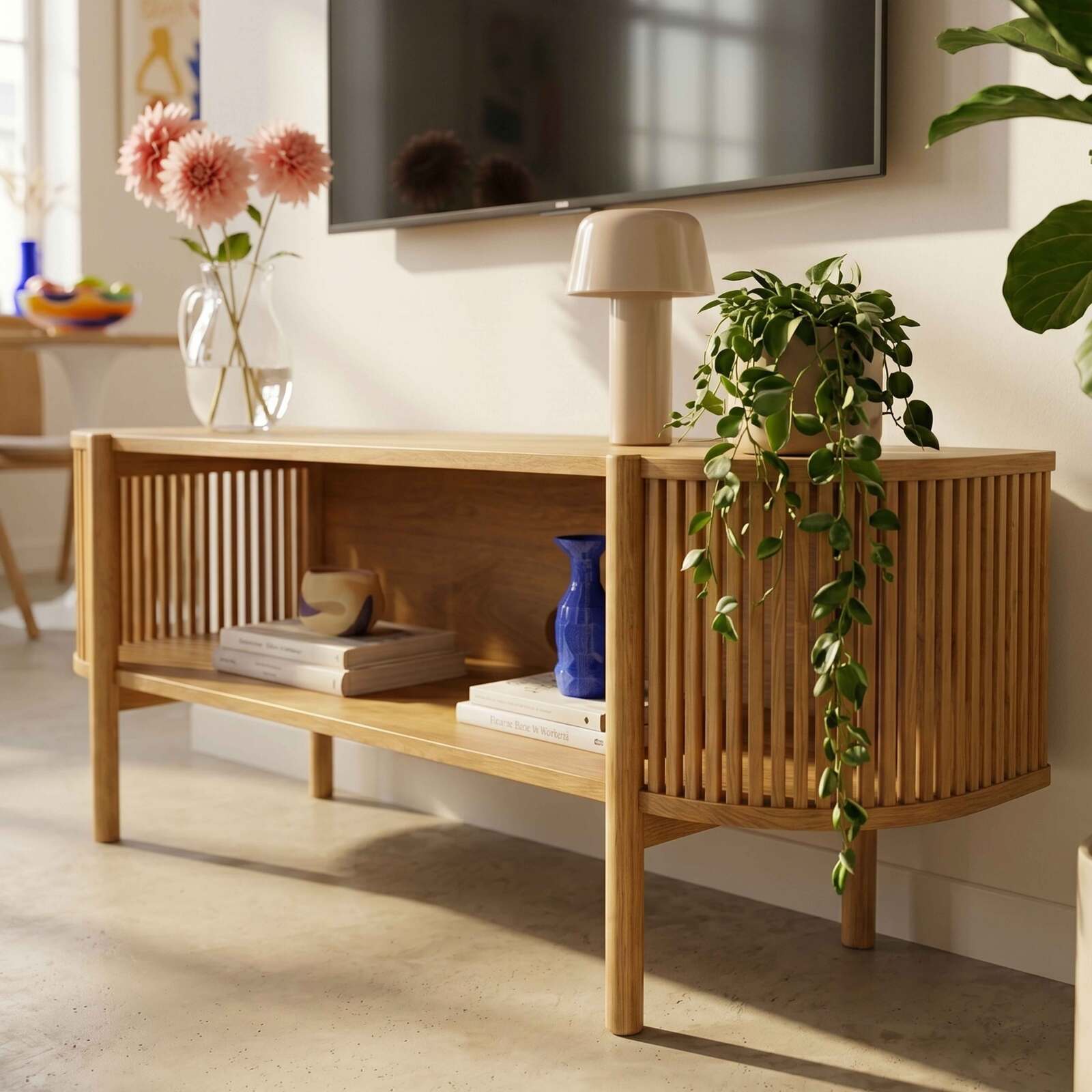 Mueble TV de efecto madera 160 cm estilo boho