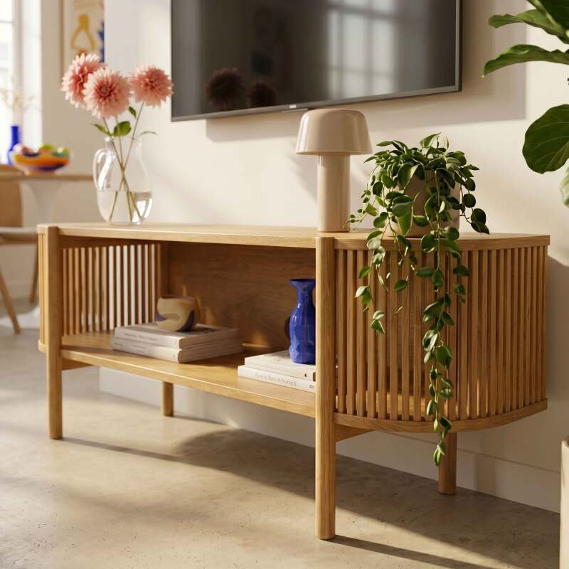 Mueble TV de efecto madera 160 cm estilo boho (2/8)