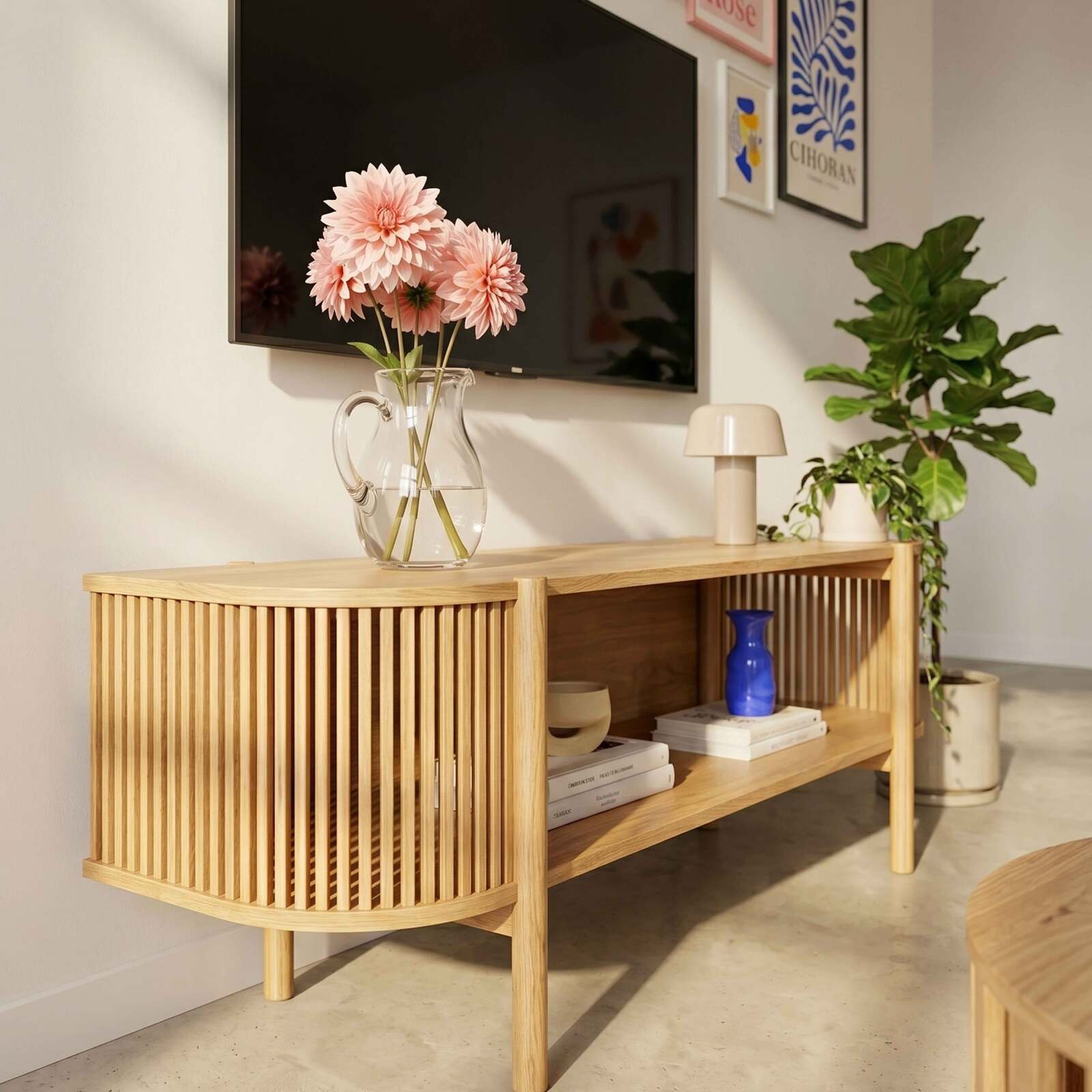 Mueble TV de efecto madera 160 cm estilo boho