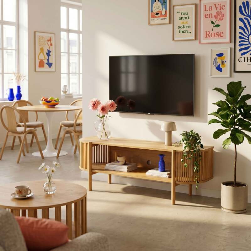 Mueble TV de efecto madera 160 cm estilo boho