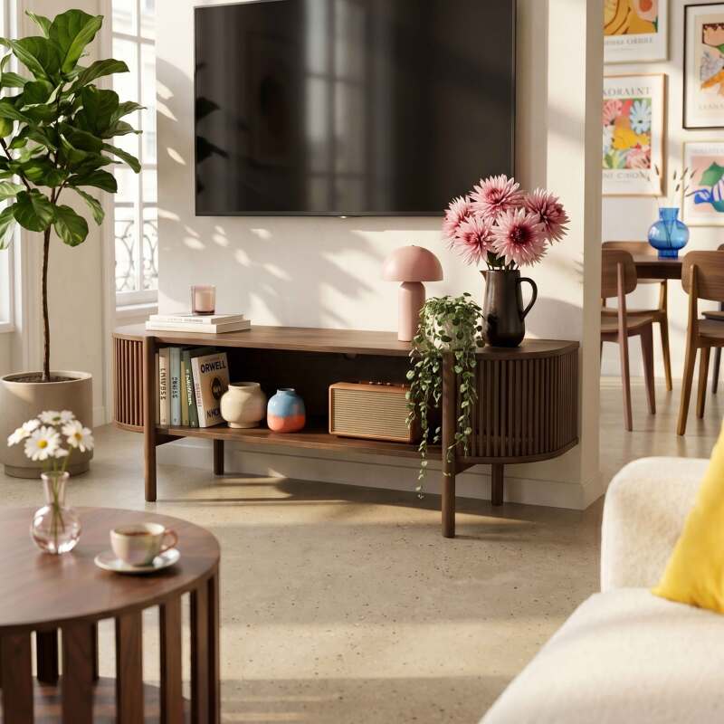 Mueble TV de efecto madera 160 cm estilo boho