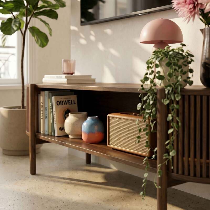 Mueble TV de efecto madera 160 cm estilo boho (2/8)
