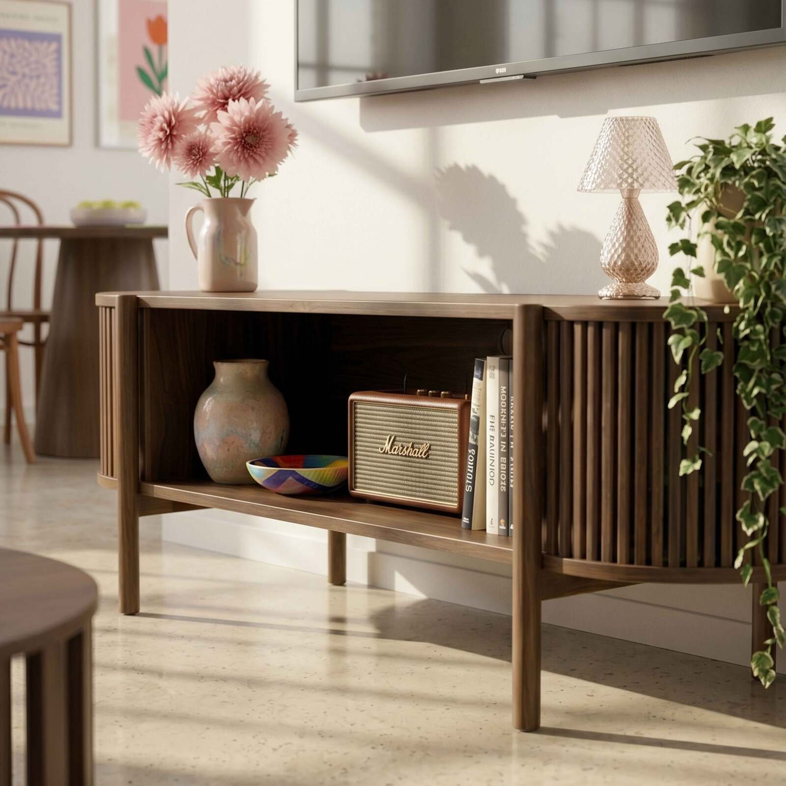 Mueble TV de efecto madera 160 cm estilo boho
