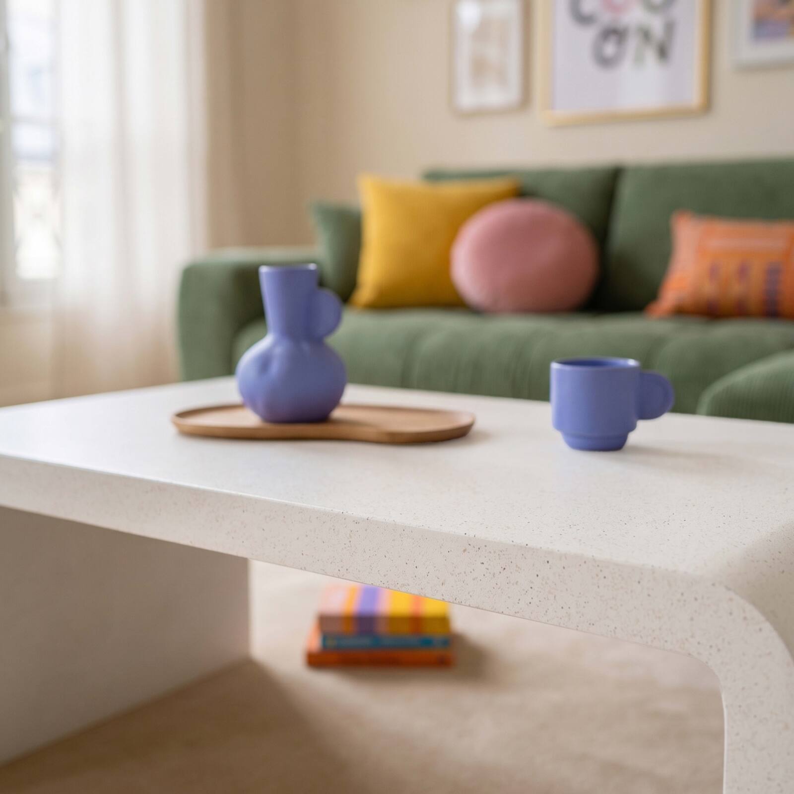 Mesa de centro efecto hormigón liso rectangular 100x60x40 cm