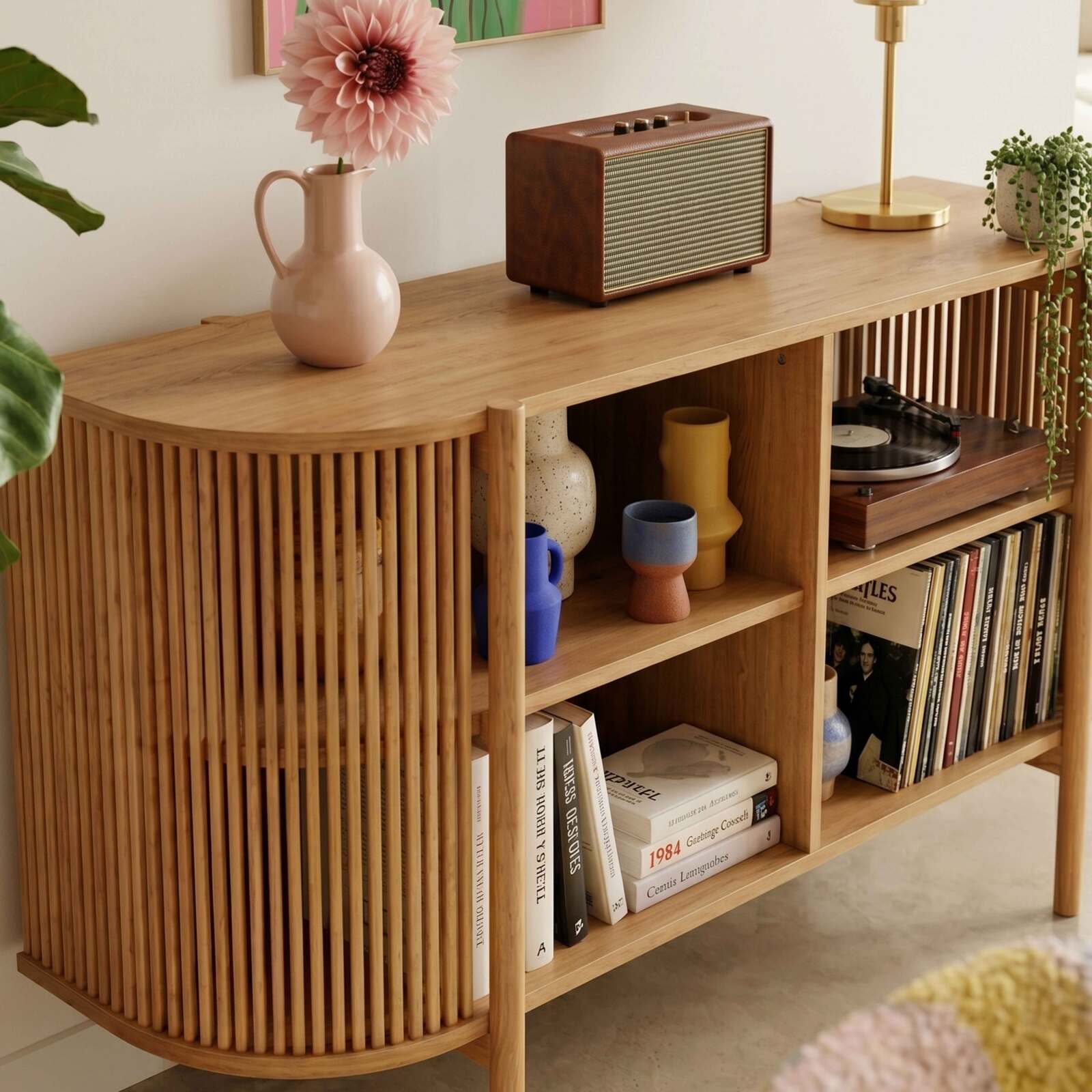 Aparador abierto efecto madera 160 cm estilo boho