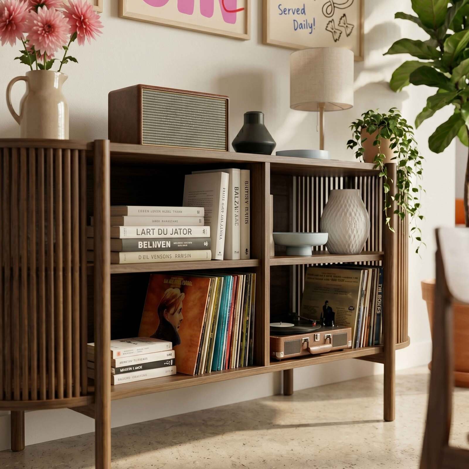 Aparador abierto efecto madera 160 cm estilo boho