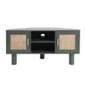 Mueble TV esquinero efecto rejilla de ratán sintético de 120 cm estilo boho