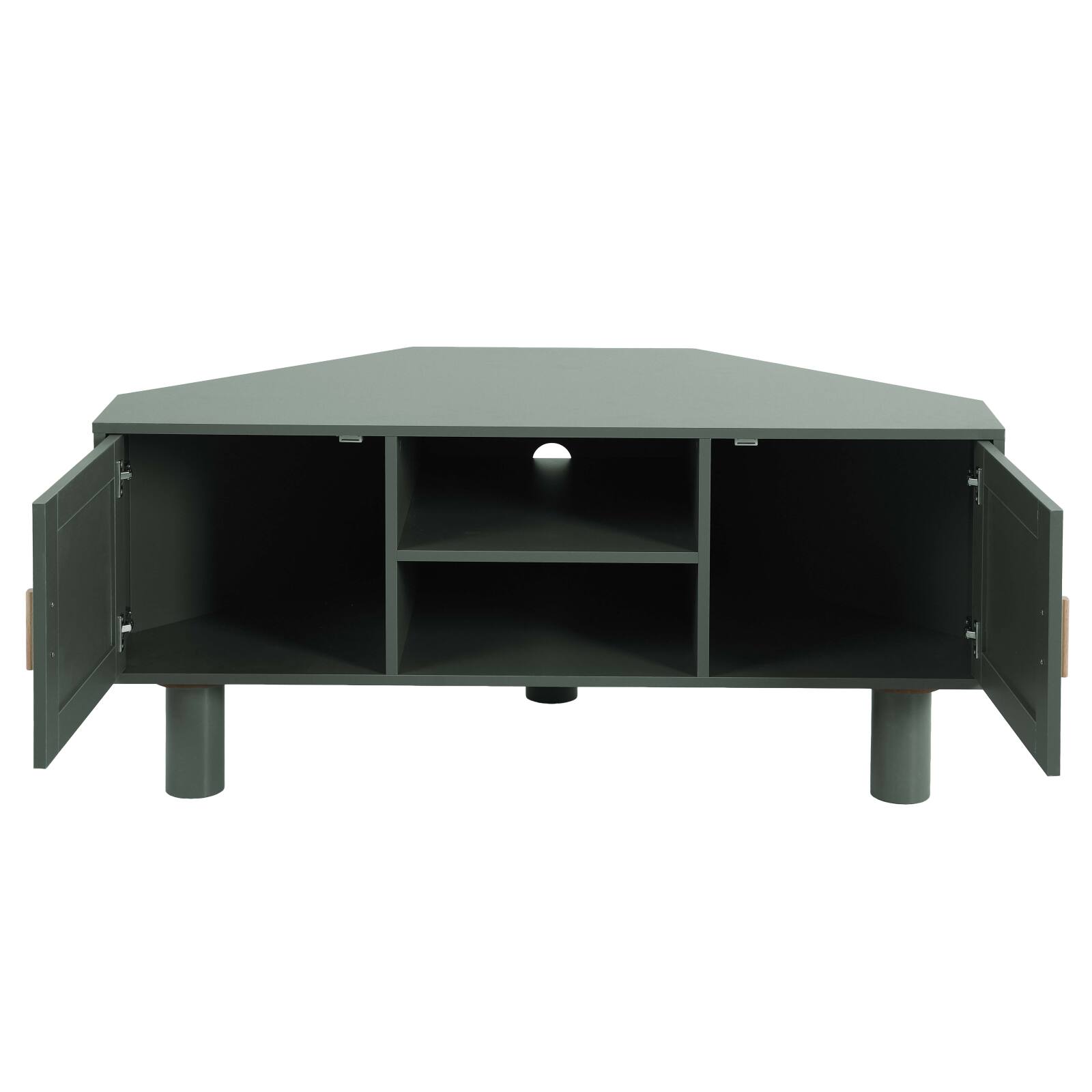 Mueble TV esquinero efecto rejilla de ratán sintético de 120 cm estilo boho