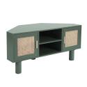 Mueble TV esquinero efecto rejilla de ratán sintético de 120 cm estilo boho