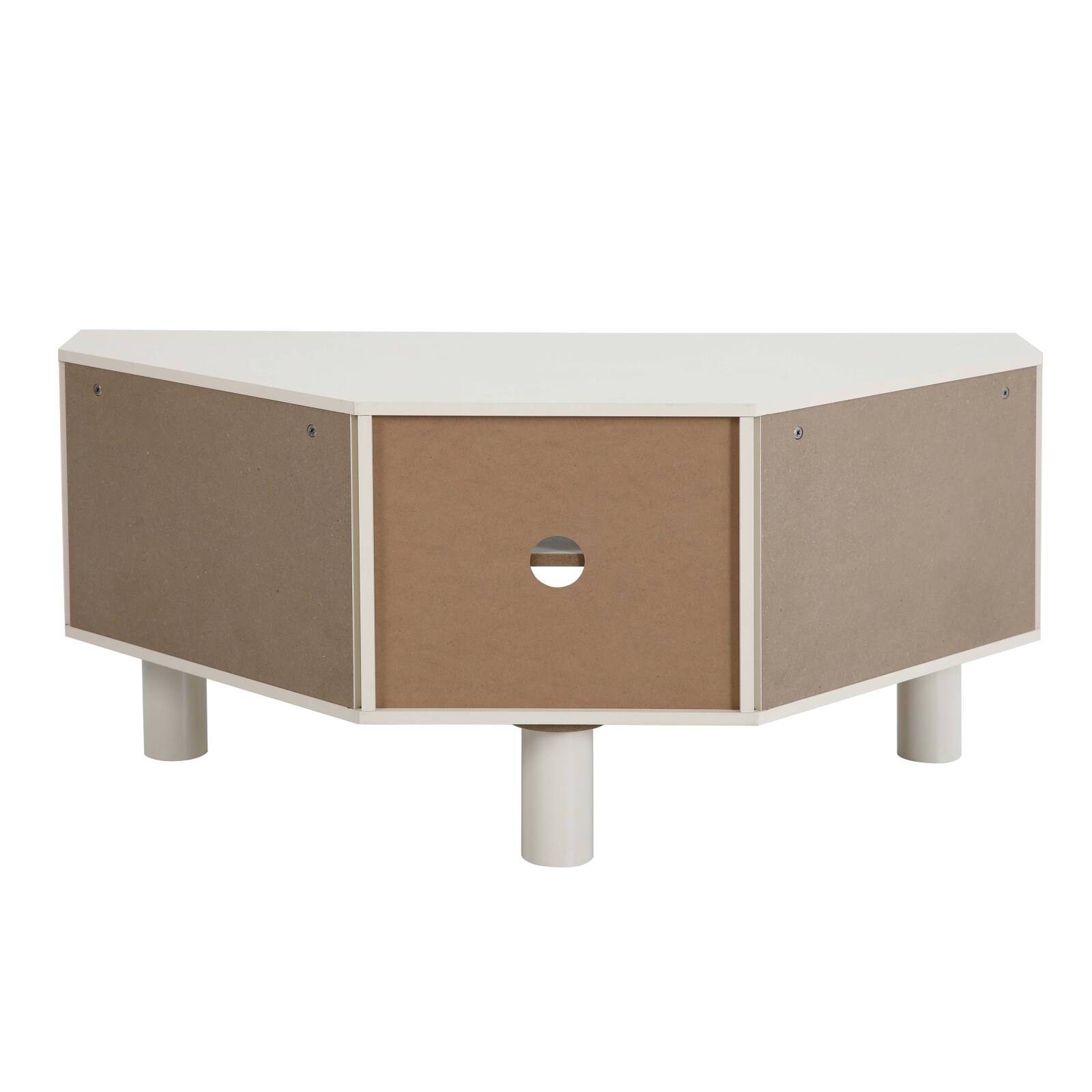 Mueble TV esquinero efecto rejilla de ratán sintético de 120 cm estilo boho
