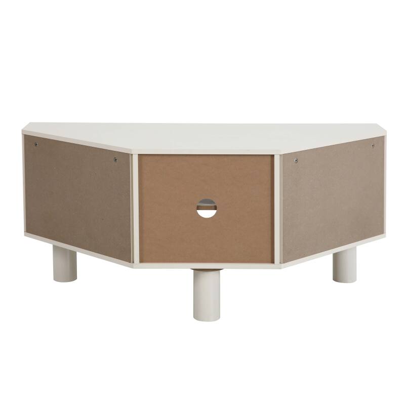 Mueble TV esquinero efecto rejilla de ratán sintético de 120 cm estilo boho (19/25)