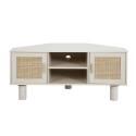 Mueble TV esquinero efecto rejilla de ratán sintético de 120 cm estilo boho