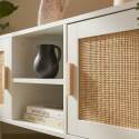 Mueble TV esquinero efecto rejilla de ratán sintético de 120 cm estilo boho