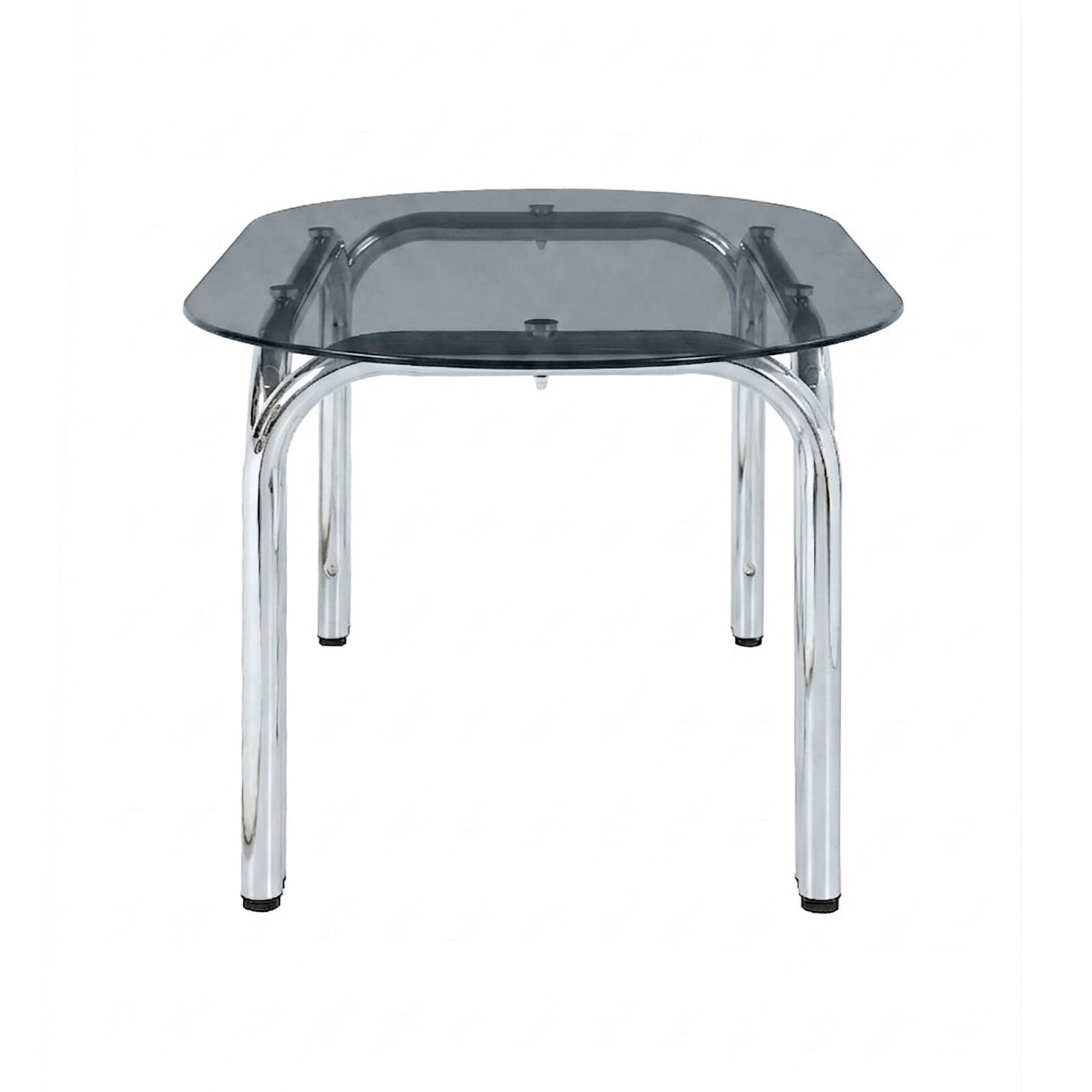 Mesa de comedor ovalada de metal y cristal templado para 6 personas
