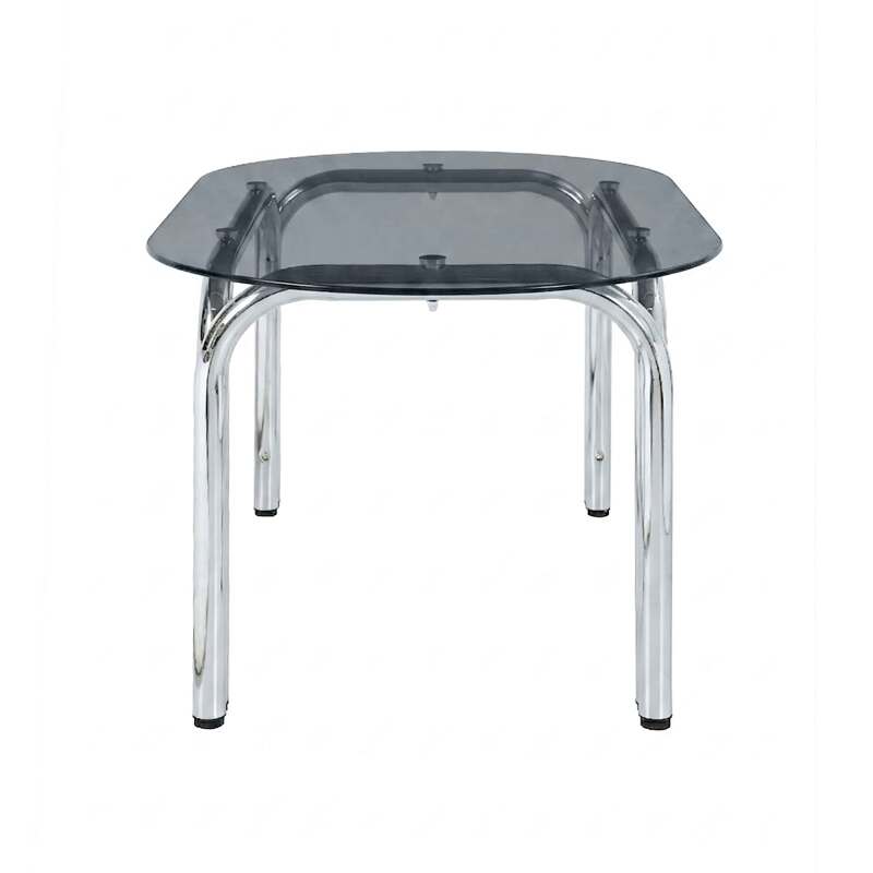 Mesa de comedor ovalada de metal y cristal templado para 6 personas (6/8)